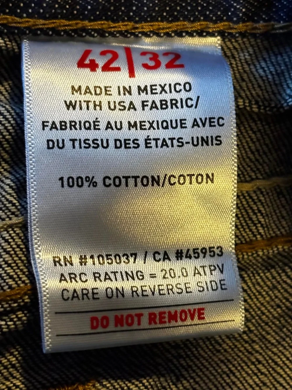 Ariat FR M4 Low Rise Boot Men's Denim Jeans Size 42W 32L Cat 2 2112 RN105037
